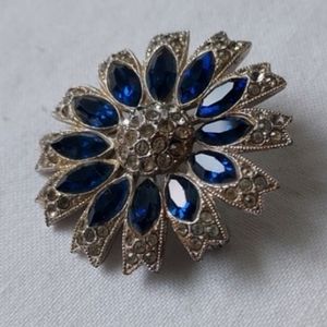 Blue sapphire Rhinestone and diamond 💎 pin brooch antique estate jewelry ✨️